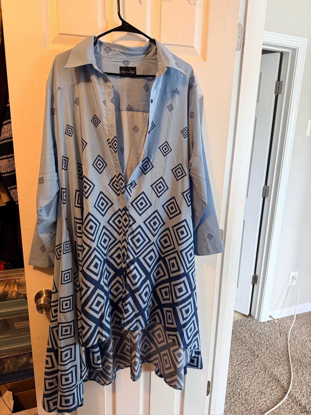 Light Blue Geometric Print Dress
